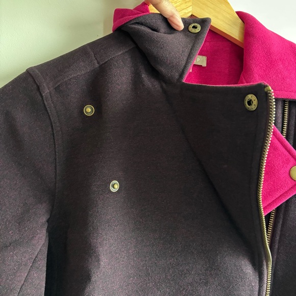 Anthropologie Lilla P purple taupe and Pink Bomber Jacket with Asymmetrical XS - Picture 6 of 11